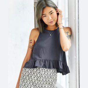 EUC [We The Free ✵ People] Sleeveless Cotton Grey Ruffle Swing Tank Top | Medium